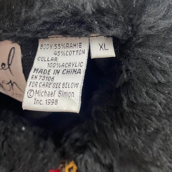 Vintage 90s Michael Simon Embroidered Cardigan Sweater Women's XL Poinsettia - Picture 6 of 10